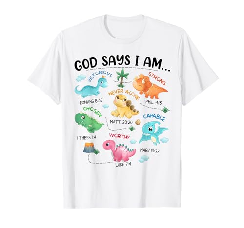 God Says I Am Funny Dinosaur Bible Verse Christian Kids Boys T-Shirt von God Says I Am Dinosaur Christian Kids Boys TZD