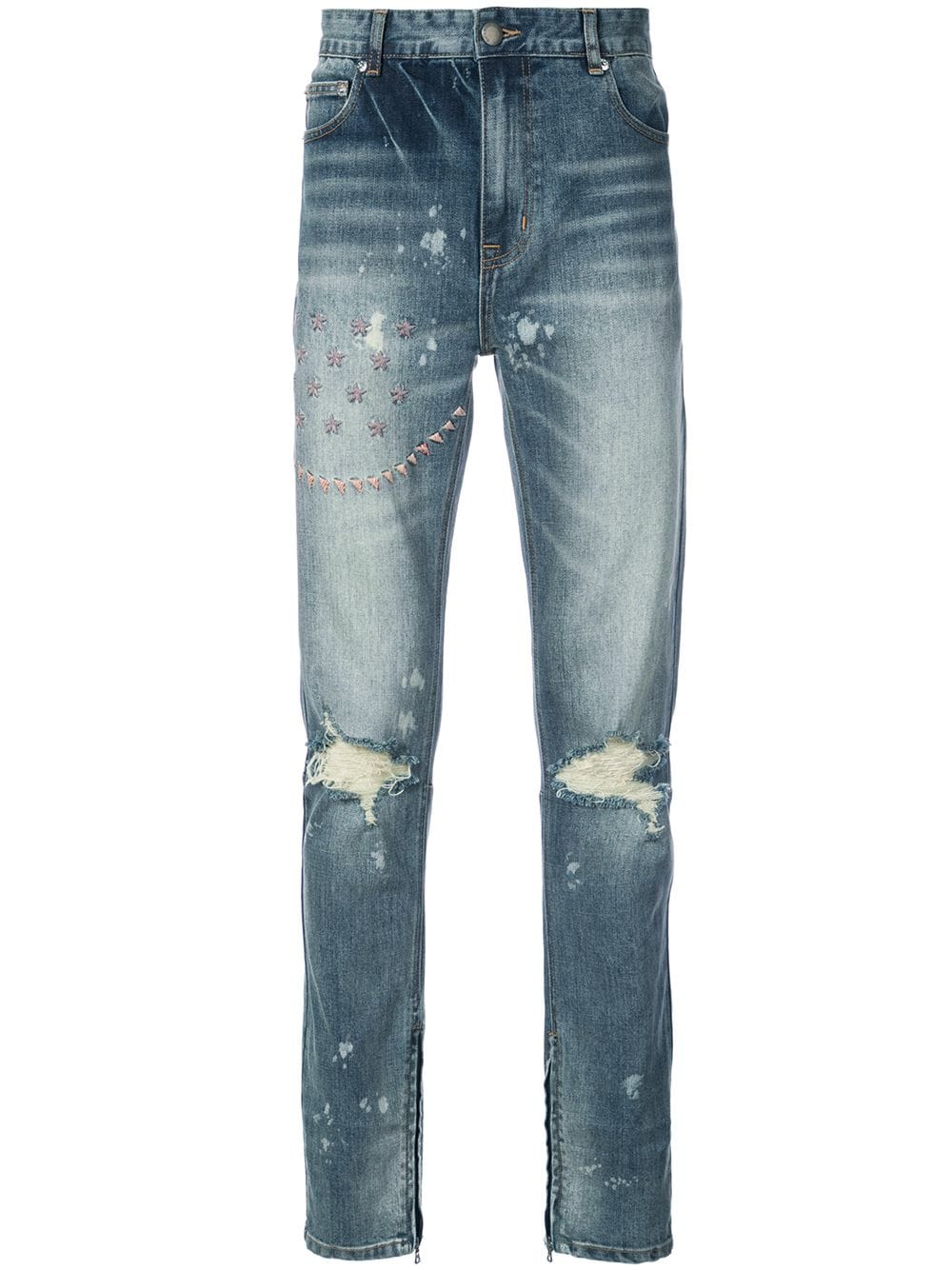 God's Masterful Children Schmale Jeans mit Stickereien - Blau von God's Masterful Children