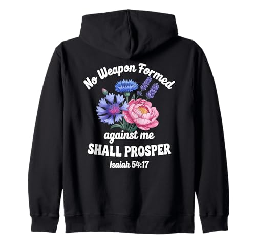 Isaiah 54:17 Vers Frauen Christian Floral Kapuzenjacke Isaiah 54:17 Vers Frauen Christian Floral Kapuzenjacke von God's Protection Scripture Quote