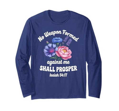 Isaiah 54:17 Vers Frauen Christian Floral Langarmshirt Isaiah 54:17 Vers Frauen Christian Floral Langarmshirt von God's Protection Scripture Quote
