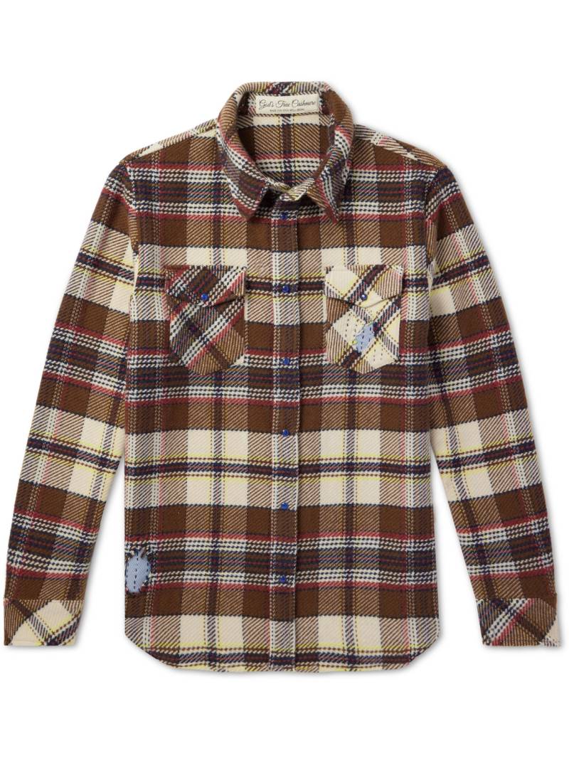 God's True Cashmere - Distressed Checked Cashmere Shirt - Men - Brown - M von God's True Cashmere