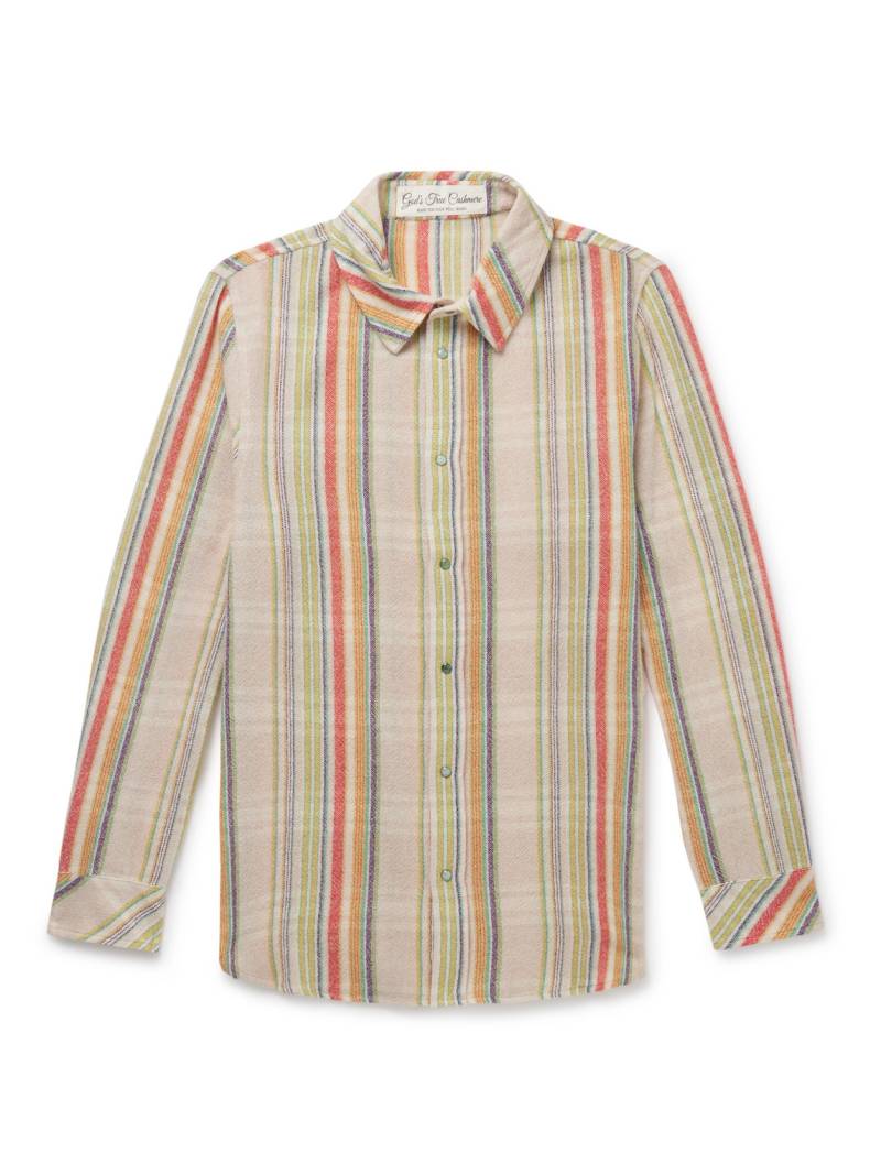 God's True Cashmere - Ruler Striped Recycled-Cashmere and Wool-Blend Gauze Shirt - Men - Neutrals - S von God's True Cashmere