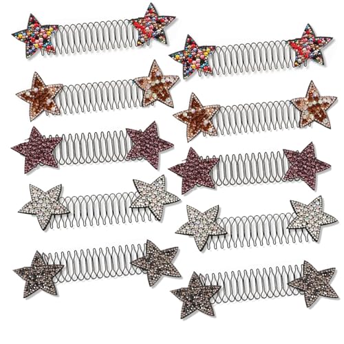 10 Pieces Star Rhinestone Broken Hair Comb for Black Women, Broken Hai Comb Clip for Small Broken Finishing Fixing von GodbTG