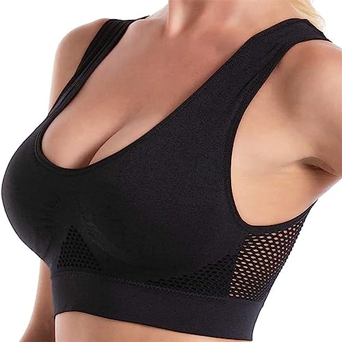 GodbTG Ultra-Breeze Lift Air Bra, Breathable Cool Lift-Up Air Bra, Seamless Wireless Cooling Comfort Breathable Bra Removable Pads (Black,2XL) von GodbTG