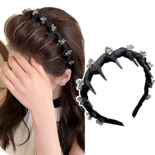 Retro High Skull Pearl Headband, Reversible Retro Fashion Tooth High Skull Headband, Non Slip Headbands for Women Trendy (#3-1 PC) von GodbTG