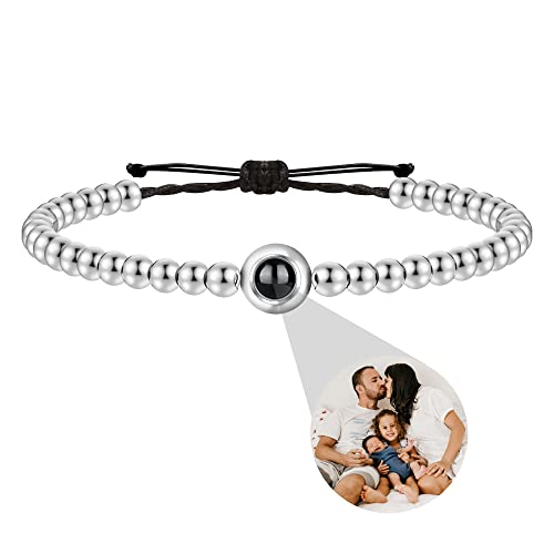 Benutzerdefinierte Armbänder mit Bildern im Inneren, personalisierte Kreis Bild Projektion Armbänder, Foto Armband kundengebundene Bilder, benutzerdefinierte Foto Geschenke für Frauen/Männer von Godchoices