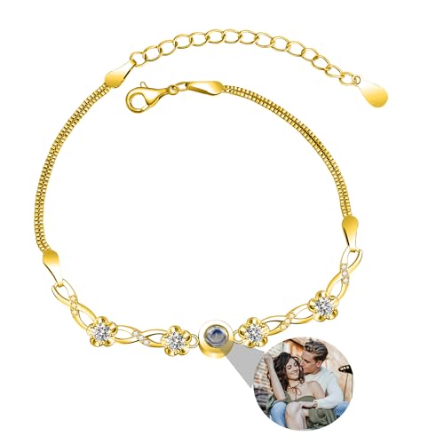 Benutzerdefinierte Foto Armband Personalisierte Foto Projektion Armband Kreis Foto Armbänder mit Bild im Inneren Memorial Foto Geschenke für Frauen/Männer/Paar/Freunde von Godchoices