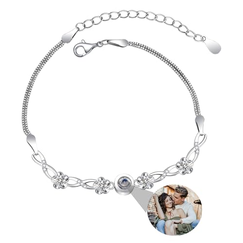 Benutzerdefinierte Foto Armband Personalisierte Foto Projektion Armband Kreis Foto Armbänder mit Bild im Inneren Memorial Foto Geschenke für Frauen/Männer/Paar/Freunde von Godchoices