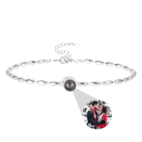 Godchoices Benutzerdefinierte Foto Armbänder für Männer, Tigerauge Stein Perlen Bild Armband, personalisierte Foto Projektion Armbänder, benutzerdefinierte Armbänder mit Bild innen für Frauen Männer von Godchoices