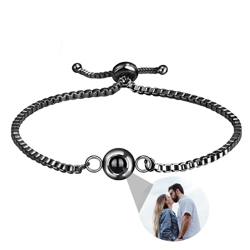 Godchoices Benutzerdefinierte Foto-Armband Persoanlised Foto Projektion Armband Kreis Foto Armbänder mit Bild im Inneren für Frauen/Männer/Paar/bester Freund von Godchoices