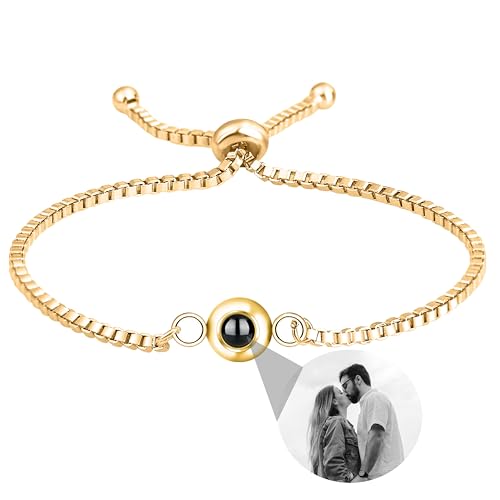 Godchoices Benutzerdefinierte Foto-Armband Persoanlised Foto Projektion Armband Kreis Foto Armbänder mit Bild im Inneren für Frauen/Männer/Paar/bester Freund von Godchoices
