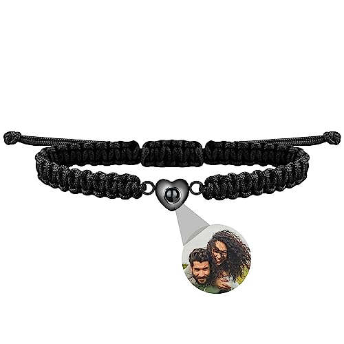 Godchoices Benutzerdefinierte Foto-Armband mit Bild im Inneren personalisierte Foto Projektion Armband Herz Foto Armbänder für Frauen/Männer/Paar/Freunde von Godchoices