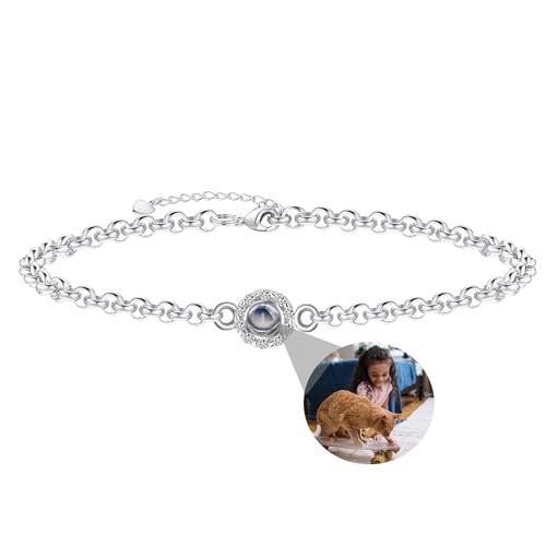 Godchoices Benutzerdefinierte Foto Armband personalisierte Foto Projektion Armband Kreis Foto Armbänder mit Bild im Inneren Foto Erinnerung Armband für Frauen/Männer/Paar/bester Freund von Godchoices