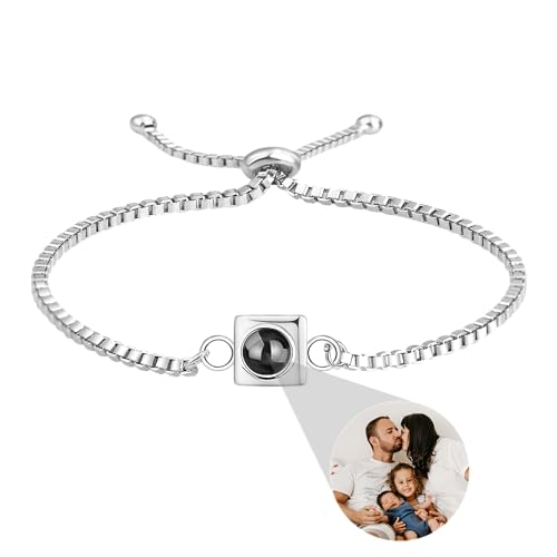 Godchoices Benutzerdefinierte Foto Armband personalisierte Foto Projektion Armband Kreis Foto Armbänder mit Bild im Inneren Foto Erinnerung Armband für Frauen/Männer/Paar/bester Freund von Godchoices