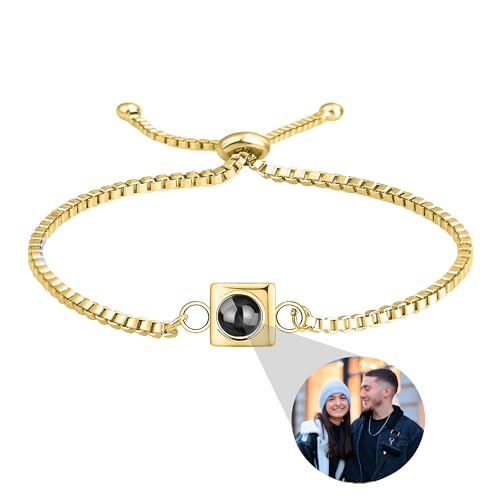 Godchoices Benutzerdefinierte Foto Armband personalisierte Foto Projektion Armband Kreis Foto Armbänder mit Bild im Inneren Foto Erinnerung Armband für Frauen/Männer/Paar/bester Freund von Godchoices