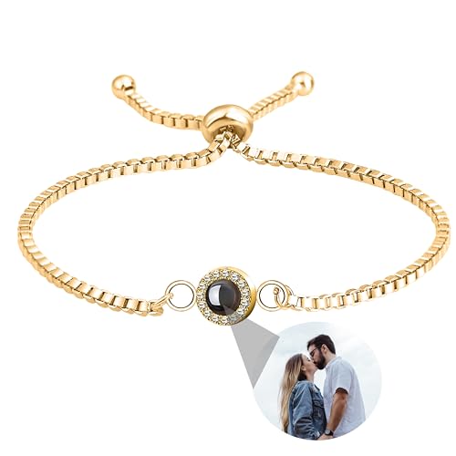 Godchoices Benutzerdefinierte Foto Armband personalisierte Foto Projektion Armband Kreis Foto Armbänder mit Bild im Inneren für Frauen/Männer/Paar/bester Freund von Godchoices