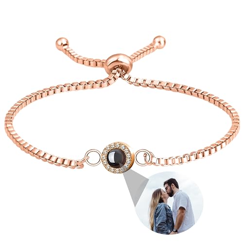 Godchoices Benutzerdefinierte Foto Armband personalisierte Foto Projektion Armband Kreis Foto Armbänder mit Bild im Inneren für Frauen/Männer/Paar/bester Freund von Godchoices