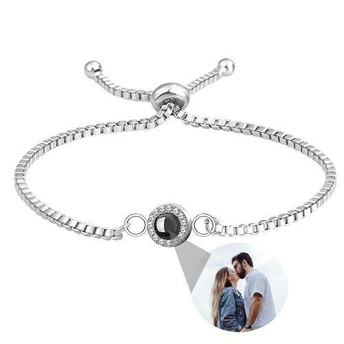 Godchoices Benutzerdefinierte Foto Armband personalisierte Foto Projektion Armband Kreis Foto Armbänder mit Bild im Inneren für Frauen/Männer/Paar/bester Freund von Godchoices