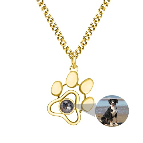 Personalisierte Bild Halskette, Hund Memorial Halskette mit Foto im Inneren, benutzerdefinierte Katze Pfote Hund Pfote drucken Bild Projektion Halskette, benutzerdefinierte Haustier Foto Halskette von Godchoices