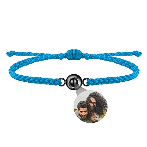 Personalisiertes Foto Armband Foto Projektions Armband Kreis Foto Armbänder mit Bild im Inneren Geflochtenes Armband für Frauen/Männer Geburtstag Weihnachts Geschenk für Paar/Beste Freundin von Godchoices