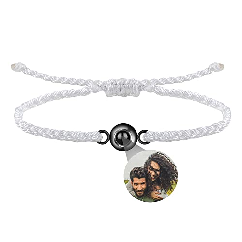 Personalisiertes Foto Armband Foto Projektions Armband Kreis Foto Armbänder mit Bild im Inneren Geflochtenes Armband für Frauen/Männer Geburtstag Weihnachts Geschenk für Paar/Beste Freundin von Godchoices