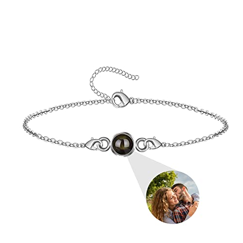 Personalisiertes Foto Armband Personalisiertes Foto Projektions Armband Kreis Foto Armband mit Bild im Inneren Ich liebe dich Halskette 100 Sprachen Projektions Armbänder für Frauen/Männer/Familie von Godchoices