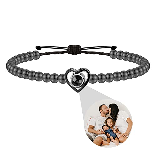 Personalisiertes Foto-Armband mit Bild im Inneren Personalisiertes Herz-Fotoprojektions-Armband für Frauen Männer 100 Sprachen Ich liebe dich Armband Verstellbare Seilarmbänder für Paare Freunde Mama von Godchoices