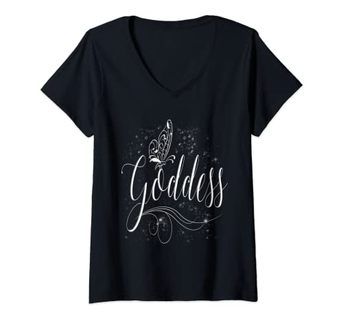 Damen Göttin – weibliche Schönheit – Mädchen, Frauenkraft – Ermächtigung T-Shirt mit V-Ausschnitt von Goddess Tees