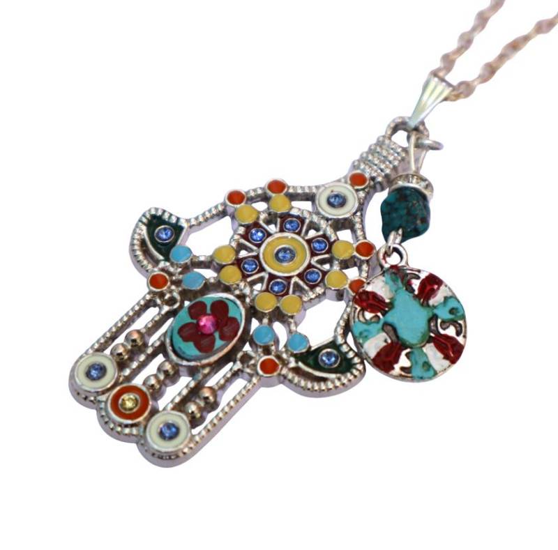 Hamsa Anhänger Silber Türkis Perle, Hand Der Fatima Amulett von GoddessArtCollection