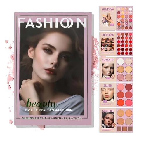 Lidschatten-Palette mit 24 Farben, 5-lagig, Buchstil, Make-up-Palette mit 67 Pro-Farbtönen, All-in-One-Lidschatten-Rouge, Kontur-Textmarker, multifunktionales Beauty-Make-up-Buch (Rosenblüte, 5-lagig) Lidschatten-Palette mit 24 Farben, 5-lagig, Buchstil, Make-up-Palette mit 67 Pro-Farbtönen, All-in-One-Lidschatten-Rouge, Kontur-Textmarker, multifunktionales Beauty-Make-up-Buch (Rosenblüte, 5-lagig) von Godemmio