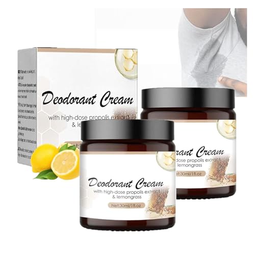 Propolis Zitronengras Deo-Creme, komplett natürliche Deo-Creme, Achsel-Deo-Creme, aluminiumfreies Deodorant für Frauen oder Männer (2 Stück) von Godemmio