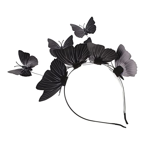 Blumen-Fascinator, Schmetterlings-Stirnbänder, Schmetterlings-Fascinator-Stirnband, Schmetterlings-Fascinator-Hut, Feenkostüm-Zubehör for Halloween-Party, Foto-Requisite(Color:Black) von GodlSoon