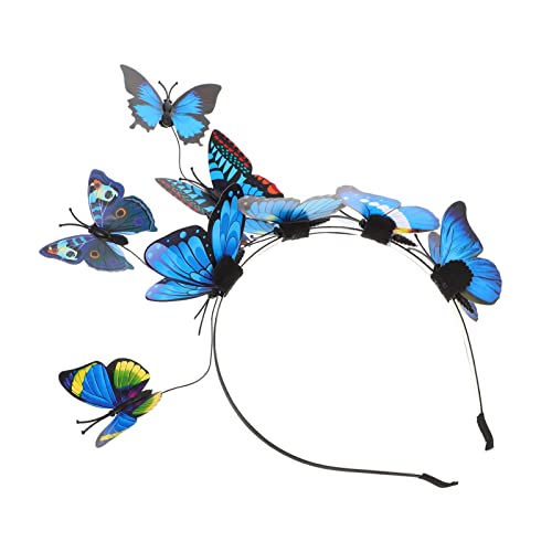 Blumen-Fascinator, Schmetterlings-Stirnbänder, Schmetterlings-Fascinator-Stirnband, Schmetterlings-Fascinator-Hut, Feenkostüm-Zubehör for Halloween-Party, Foto-Requisite(Color:Royal Blue) von GodlSoon