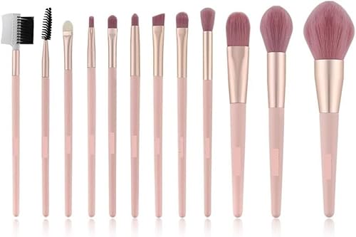 Pinselset Make-up, 12-teiliges Make-up-Pinsel-Set for Foundation Blending Face Concealer Lidschatten Pink von GodlSoon