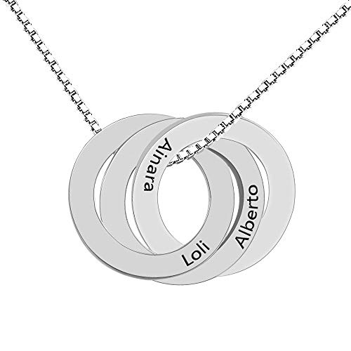 Godmoy Personalisierte Gravierte Russische Ring-Halskette für ihren 925 Sterling Silber-3 Name Godmoy Personalisierte Gravierte Russische Ring-Halskette für ihren 925 Sterling Silber-3 Name von Godmoy
