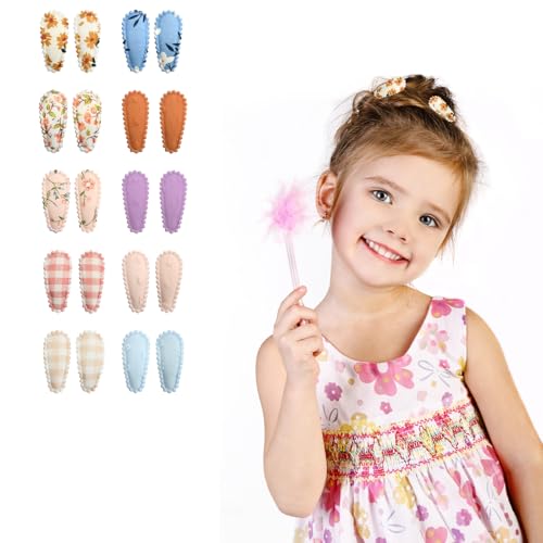 20 Stk Mini Haarspangen Kinder, Stoff Haarspangen Mädchen, Mehrfarbig Baby Haarspangen, Leichte und Nicht Beschädigende Haarspangen Baby von Godneei