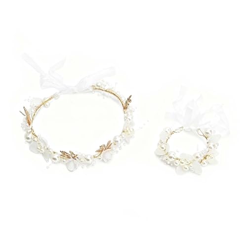 Haarkranz Blumen, Blumenkranz Haare Kinder, Blumenkranz Haare, Haarschmuck Blumenmädchen mit Zwei Passenden Armbändern von Godneei