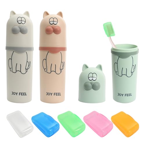 Zahnbürsten-Reiseetui-Set – 3 Zahnbürstenhalter & 5 Bürstenkopfabdeckungen | Tragbare Zahnbürstenbox für Kinder & Erwachsene | wiederverwendbar & hygienisch | ideal für Reisen, Schule, Camping von Godneei