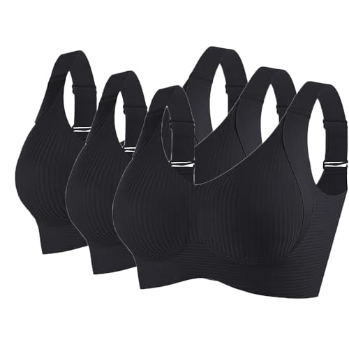 Godoboo 3er Pack BH Damen ohne Bügel Bequemer Starker Halt für Große Brüste Push Up Bra Nahtloser Bügelloser Vollschalen Wohlfühl-BH Büstenhalter Verstellbar von Godoboo