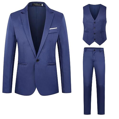 Godoboo Anzug 3 Teilig Slim Fit Herrenanzug Blazer Anzüge Herren Modern Sakko Hose Weste 3-Teilig Blazer Anzüge für Hochzeit Business von Godoboo