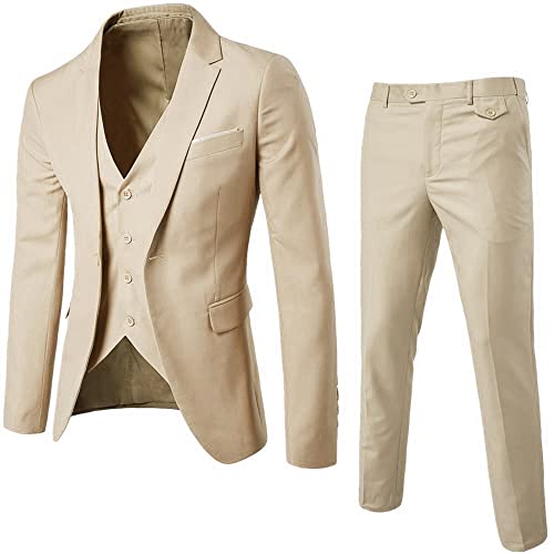 Godoboo Anzug 3 Teilig Slim Fit Herrenanzug Blazer Anzüge Herren Modern Sakko Hose Weste 3-Teilig Blazer Anzüge für Hochzeit Business von Godoboo