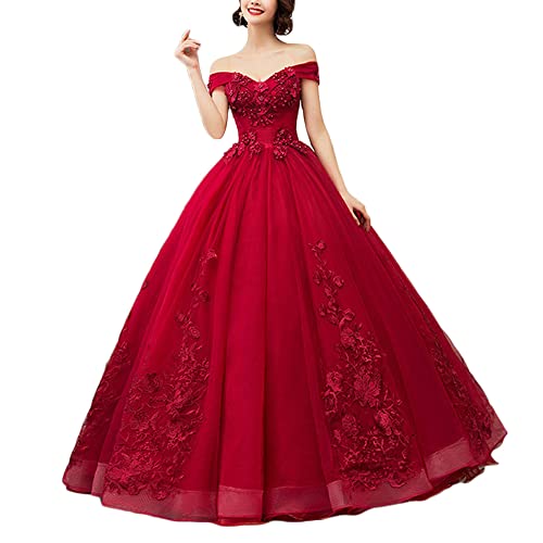 Godoboo Damen Ballkleider Lang Vintage A-Linie Abendkleid Brautkleid Lang Hochzeitskleider Festkleider Elegant Partykleid Karneval Kleider von Godoboo