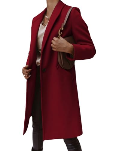 Godoboo Damen Blazer Winter Mantel Revers Winterjacke Langarm Umlegekragen Übergangsjacke Hemdjacke Wollmantel Steppmantel Slim Fit Trenchcoat mit Taschen von Godoboo