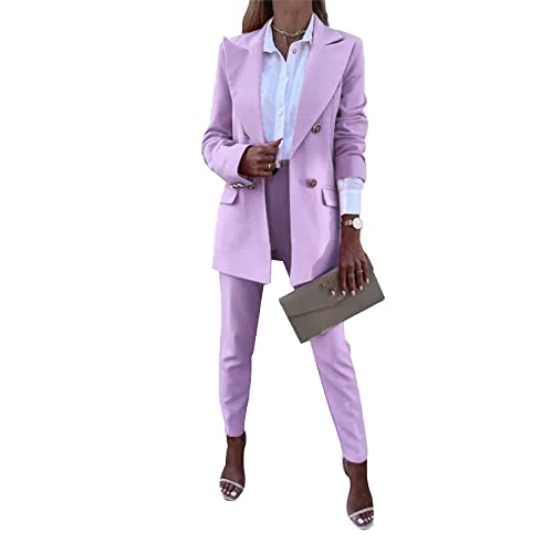 Godoboo Damen Business Anzug 2 Stück Casual Outfits Revers Damen Hosenanzug Blazer Hose Set Elegant Slimfit Streetwear Langarm Anzugjacke Anzughosen Zweiteiler Mode von Godoboo