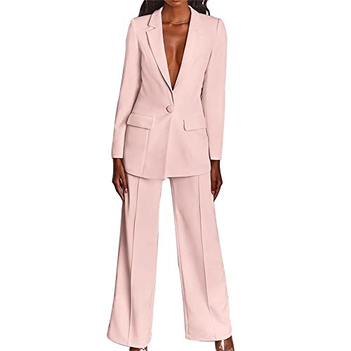 Godoboo Damen Business Anzug Damen Hosenanzug 2 Stück Set Blazer Hose Set Elegant Slimfit Streetwear Langarm Anzugjacke Anzughosen Zweiteiler Mode von Godoboo