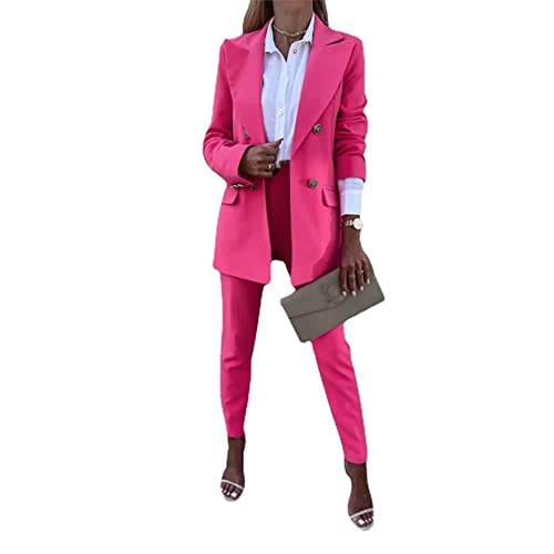 Godoboo Damen Business Anzug Damen Hosenanzug 2 Stück Set Blazer Hose Set Elegant Slimfit Streetwear Langarm Anzugjacke Anzughosen Zweiteiler Mode von Godoboo