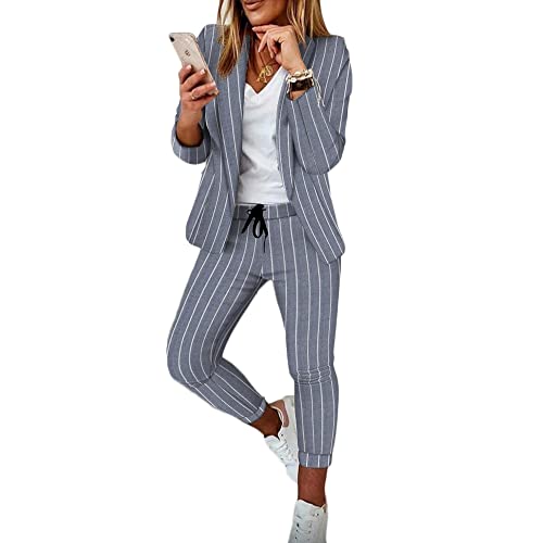 Godoboo Damen Business Anzug Set Hosenanzug Blazer Hose Zweiteiler Slimfit Streetwear Damen Anzug Damenanzug Mode 2 Stück Set von Godoboo