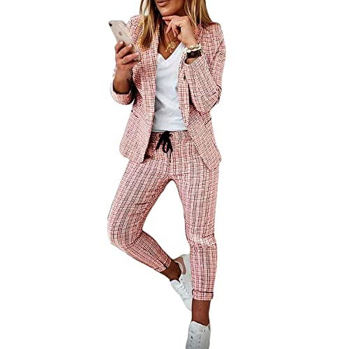 Godoboo Damen Business Anzug Set Hosenanzug Blazer Hose Zweiteiler Slimfit Streetwear Damen Anzug Damenanzug Mode 2 Stück Set von Godoboo