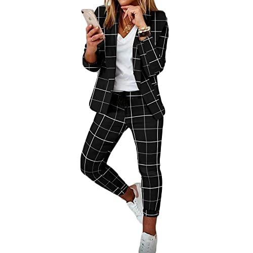 Godoboo Damen Business Anzug Set Hosenanzug Blazer Hose Zweiteiler Slimfit Streetwear Damen Anzug Damenanzug Mode 2 Stück Set von Godoboo