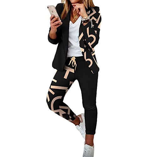 Godoboo Damen Business Anzug Set Hosenanzug Blazer Hose Zweiteiler Slimfit Streetwear Damen Anzug Damenanzug Mode 2 Stück Set von Godoboo